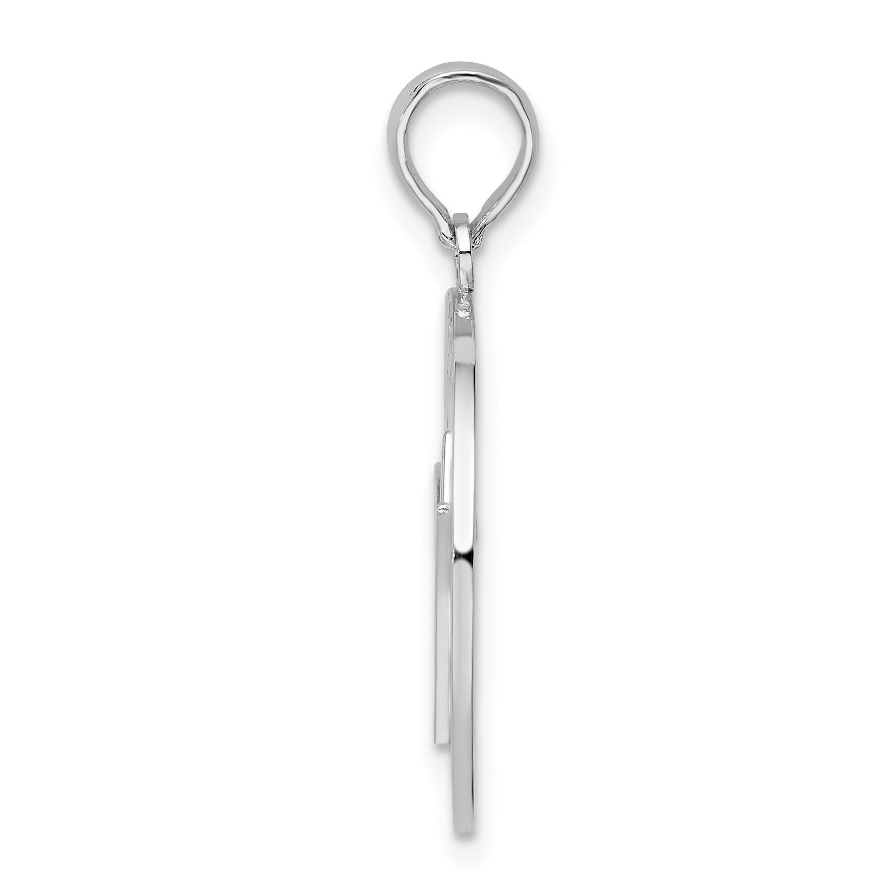 De-Ani Sterling Silver Rhodium-Plated Polished Barbados with Trident Circle Pendant Secondary image