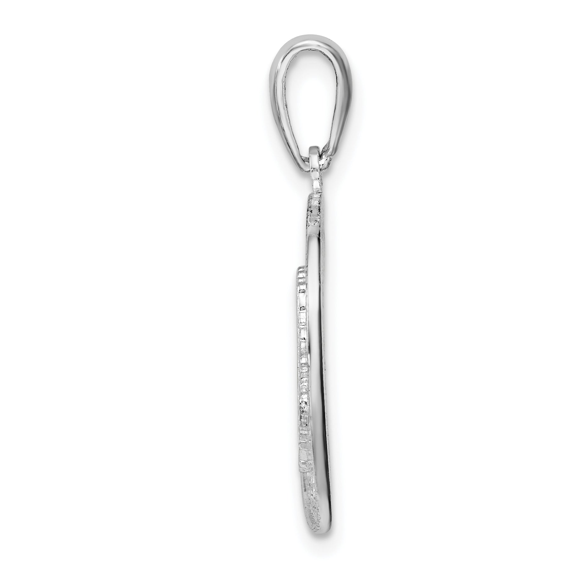 De-Ani Sterling Silver Rhodium-Plated Polished Barbados with Map Circle Pendant Secondary image