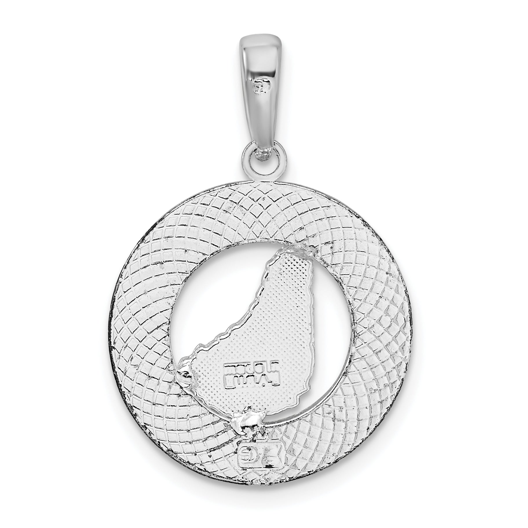 De-Ani Sterling Silver Rhodium-Plated Polished Barbados with Map Circle Pendant