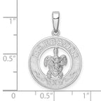 De-Ani Sterling Silver Rhodium-Plated Polished Barbados with Turtle Circle Pendant