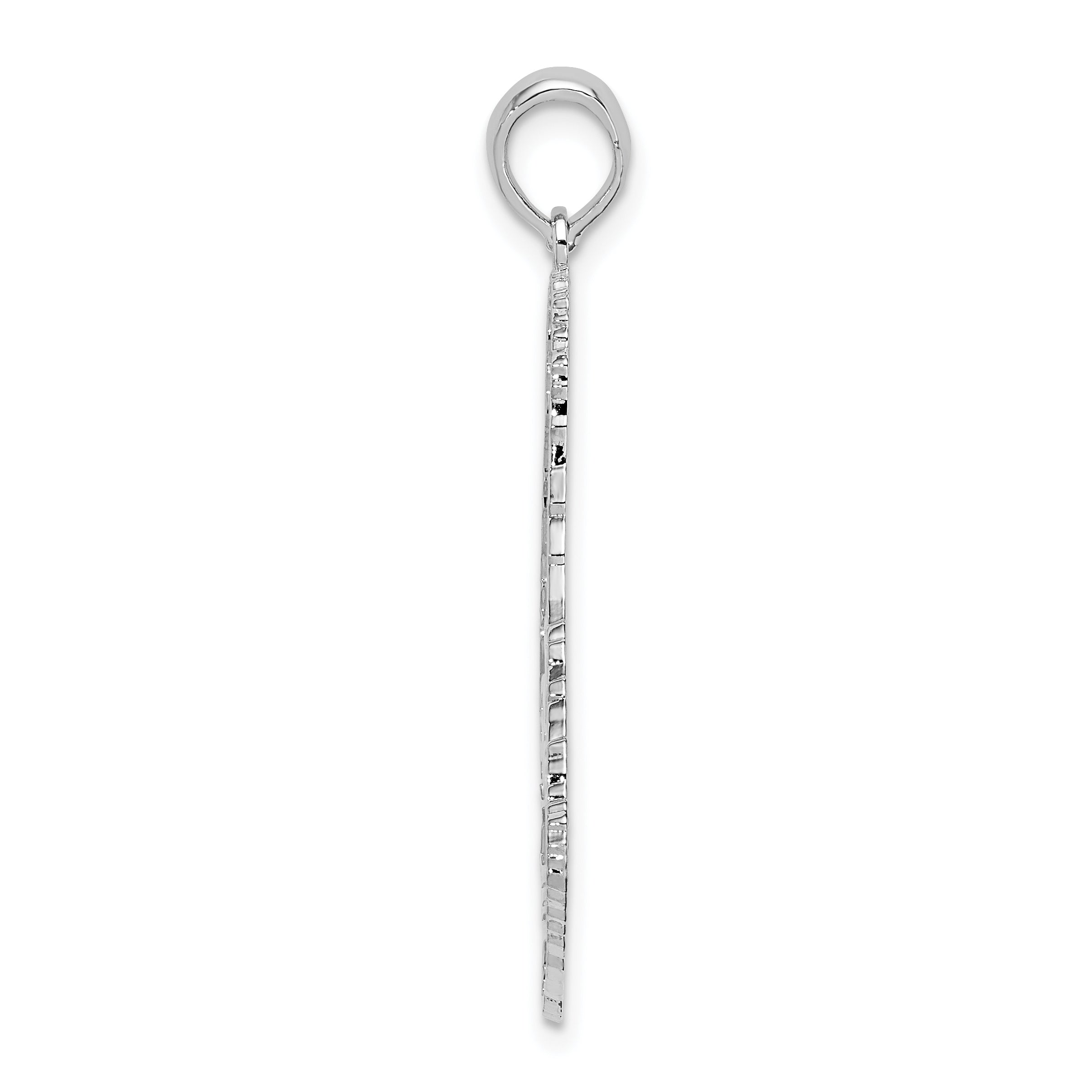 De-Ani Sterling Silver Rhodium-Plated Polished and Textured Barbados Map Pendant