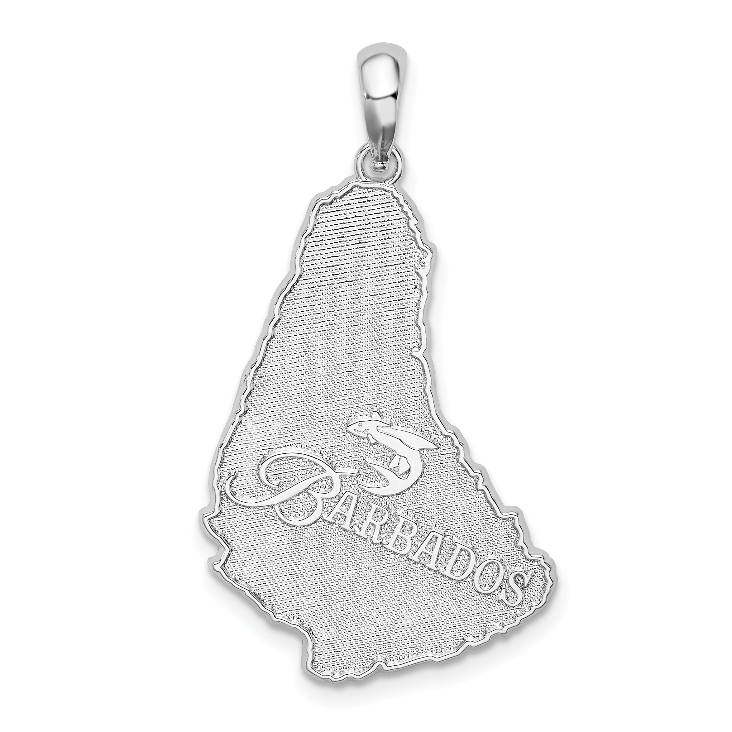 De-Ani Sterling Silver Rhodium-Plated Polished and Textured Barbados Map Pendant Main image
