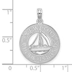 De-Ani Sterling Silver Rhodium-Plated Newport Rhode Island with Sailboat Circle Pendant