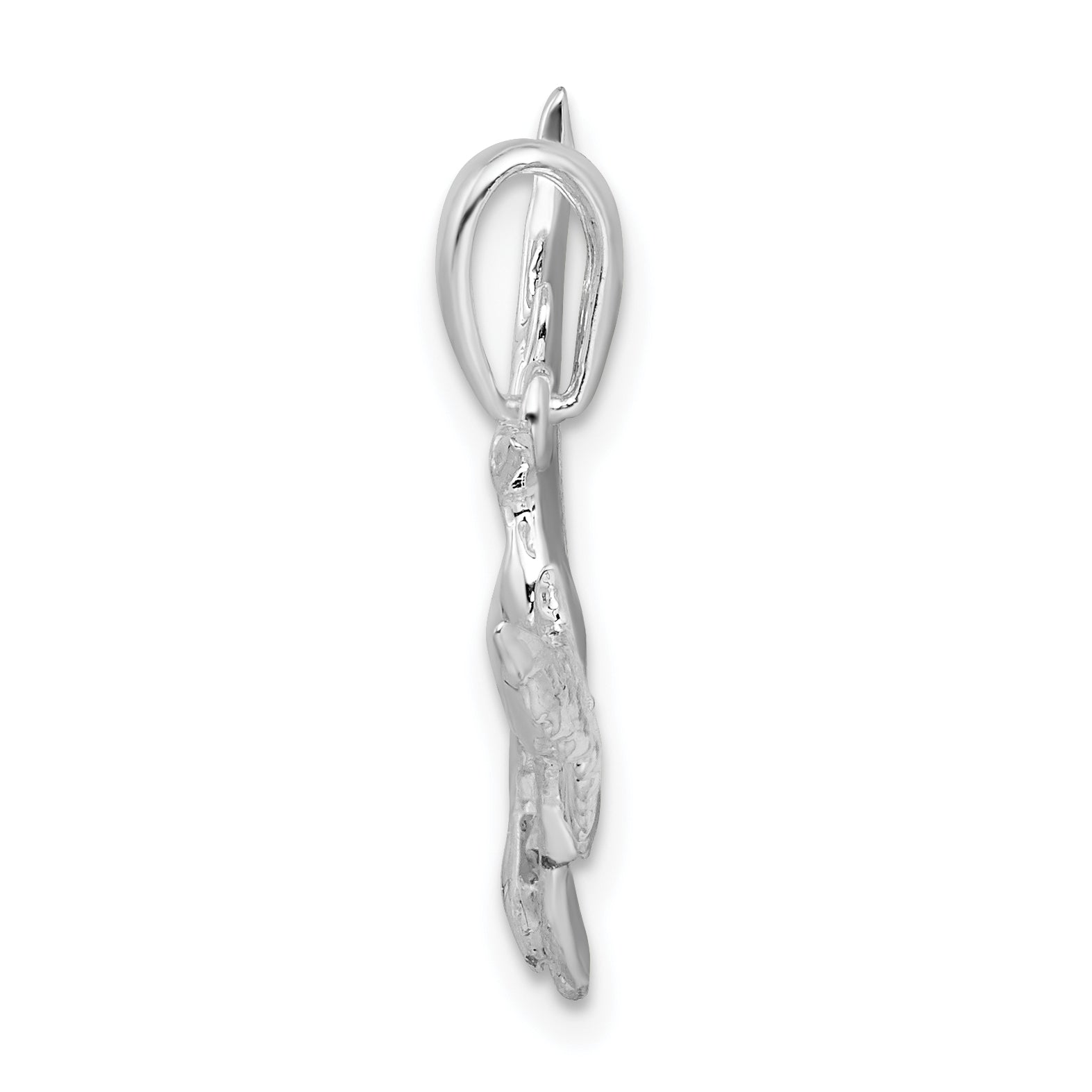 De-Ani Sterling Silver Rhodium-Plated Polished Egret Bird Pendant Secondary image