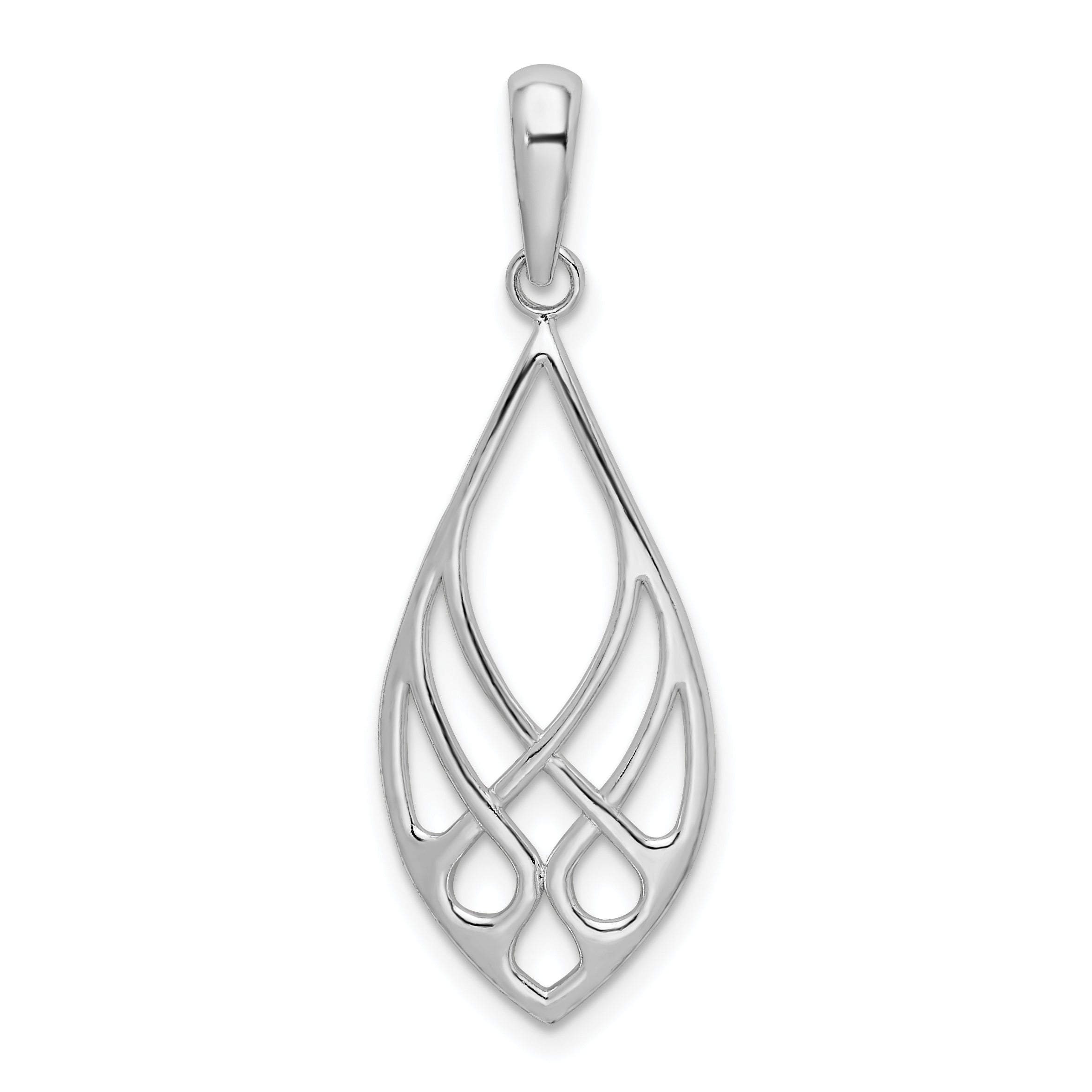 De-Ani Sterling Silver Rhodium-Plated Polished Teardrop Celtic Knot Pendant Main image