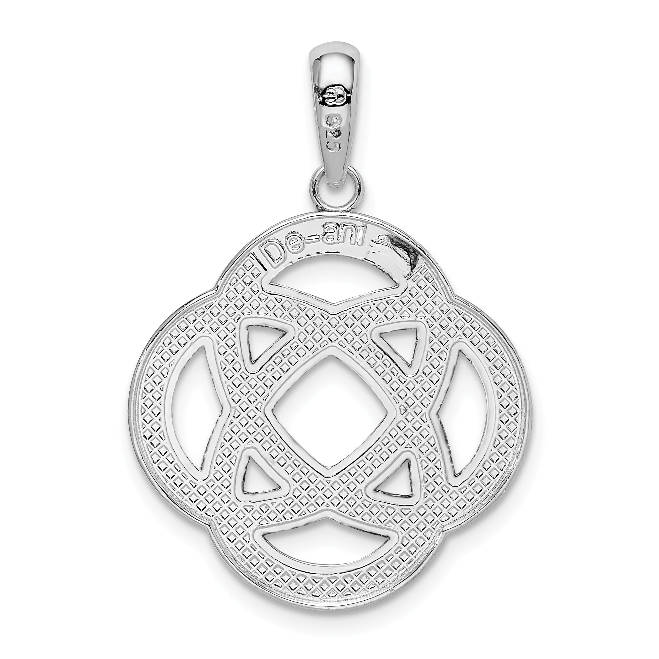 De-Ani Sterling Silver Rhodium-Plated Polished Celtic Circle Eternity Knot Pendant