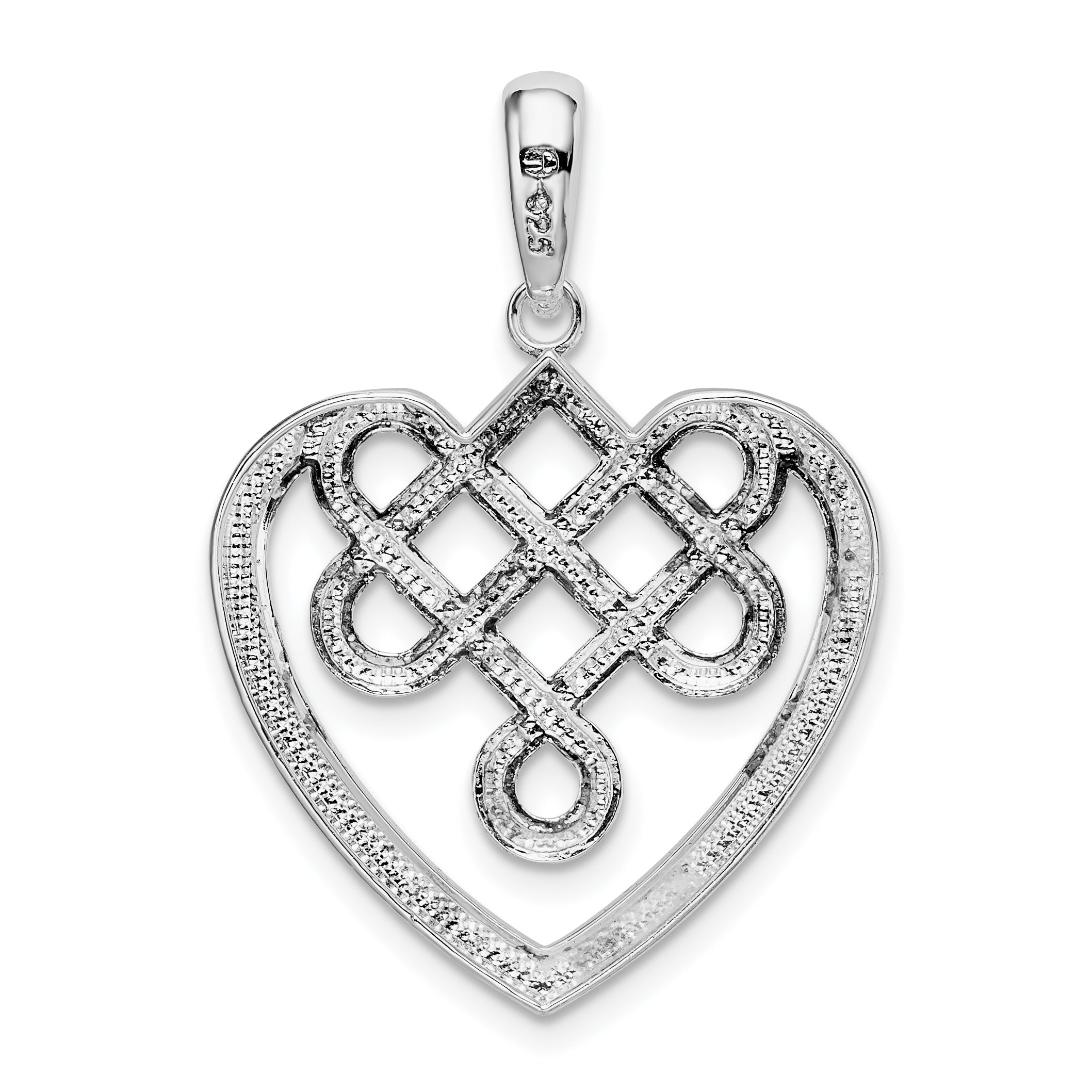 De-Ani Sterling Silver Rhodium-Plated Polished Celtic Knot Heart Pendant