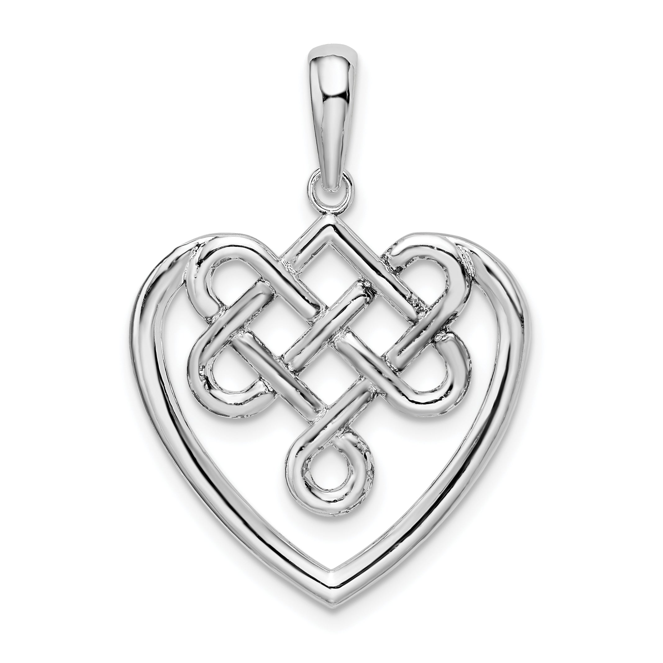 De-Ani Sterling Silver Rhodium-Plated Polished Celtic Knot Heart Pendant Main image