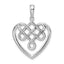 De-Ani Sterling Silver Rhodium-Plated Polished Celtic Knot Heart Pendant