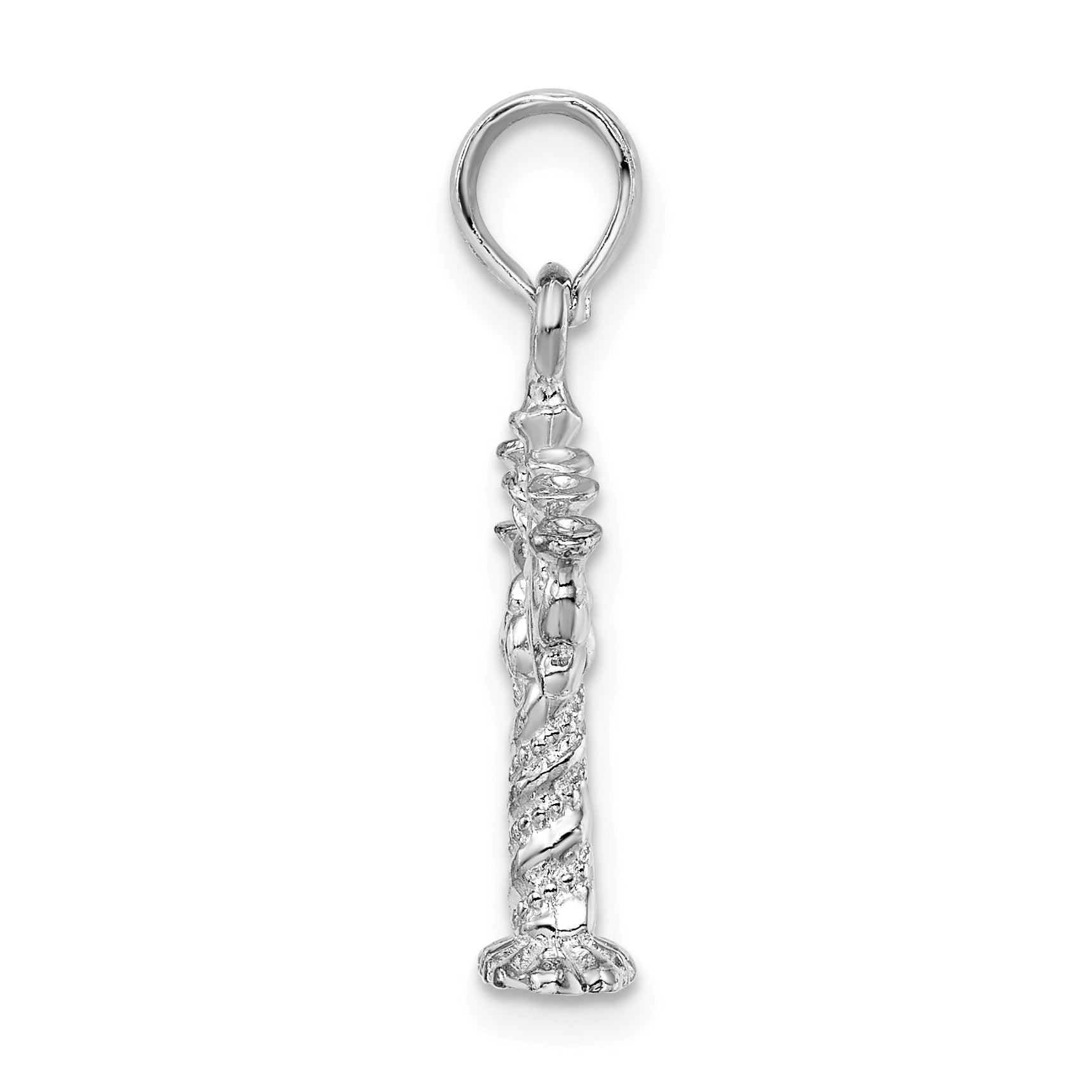 De-Ani Sterling Silver Rhodium-plated Polished and Textured 3D Menorah Pendant