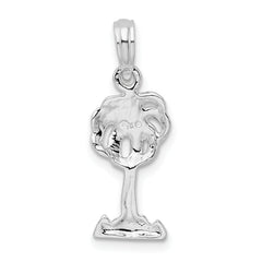 De-Ani Sterling Silver Rhodium-Plated Polished Palm Tree Pendant