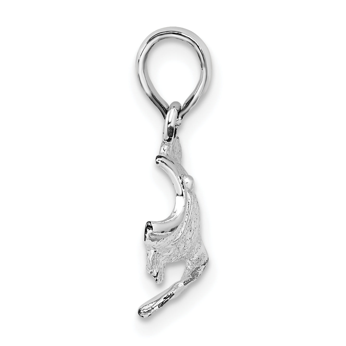 De-Ani Sterling Silver Rhodium-Plated Polished Jumping Bass Fish Pendant Secondary image