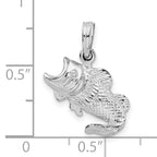 De-Ani Sterling Silver Rhodium-Plated Polished Jumping Bass Fish Pendant