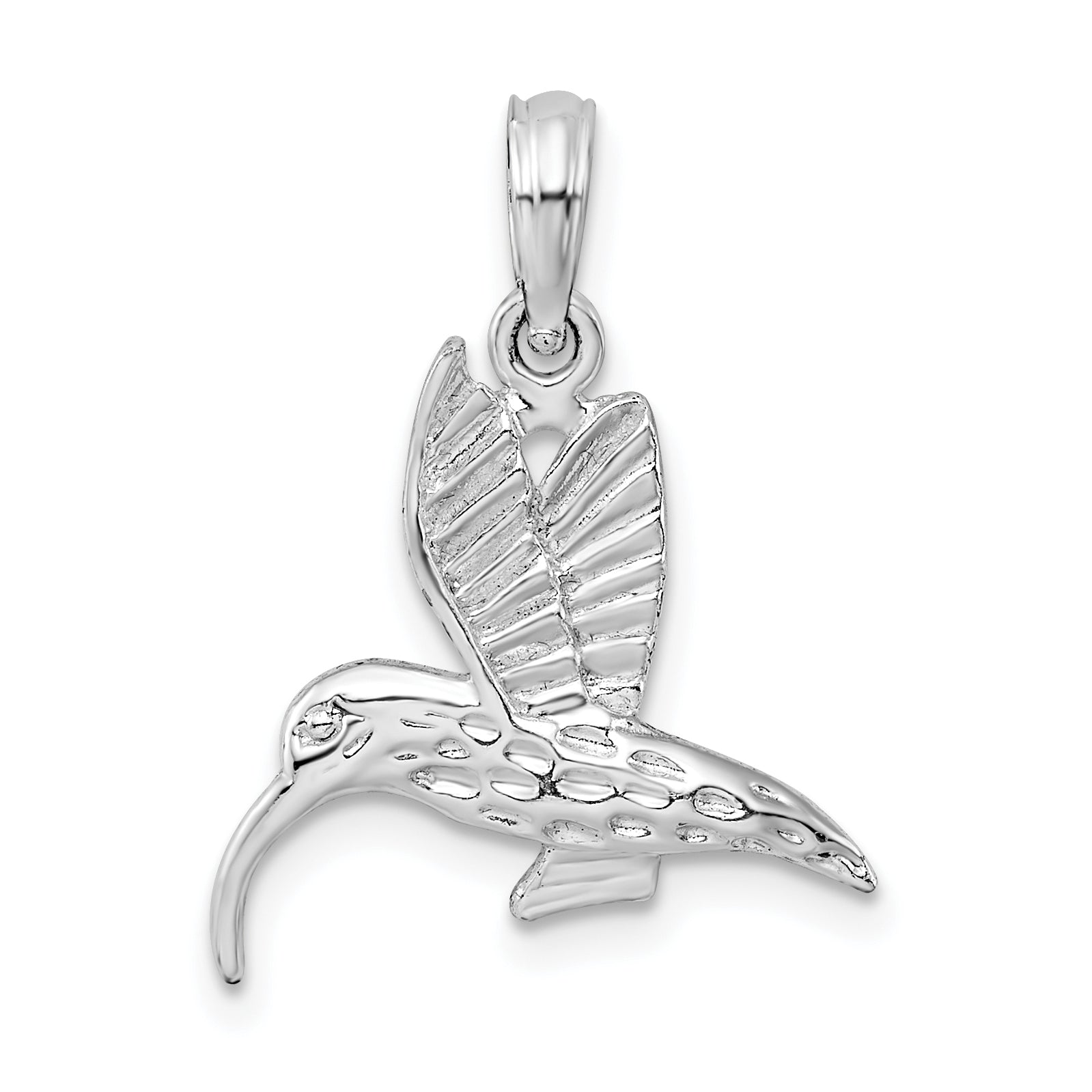 De-Ani Sterling Silver Rhodium-Plated Polished Hummingbird Pendant Main image