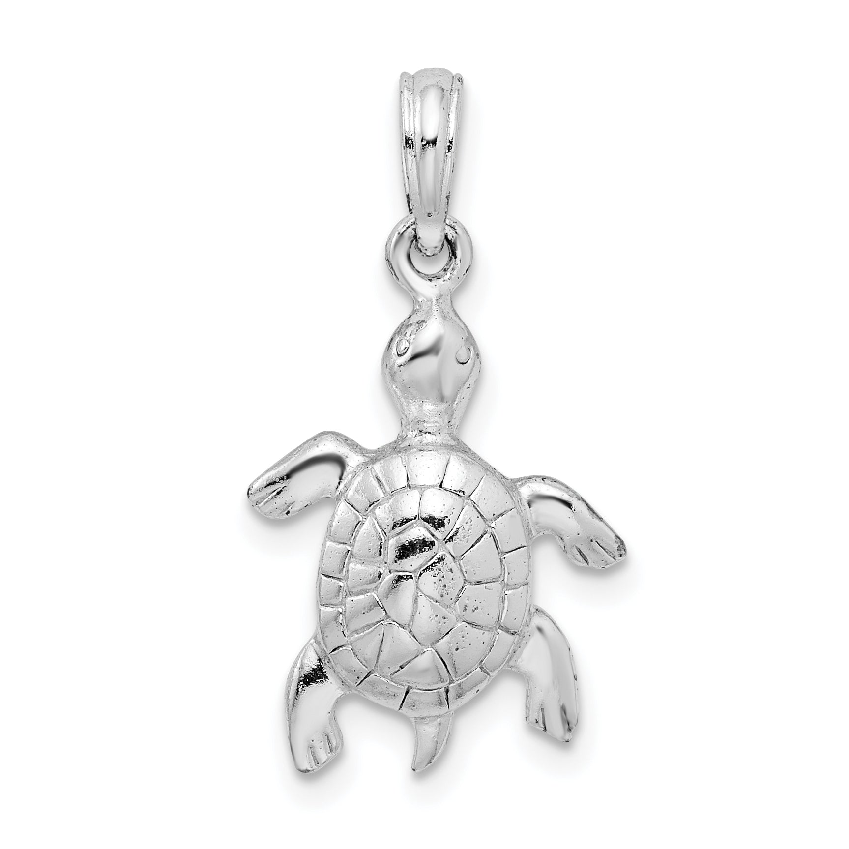 De-Ani Sterling Silver Rhodium-Plated Polished and Textured Turtle Pendant Main image