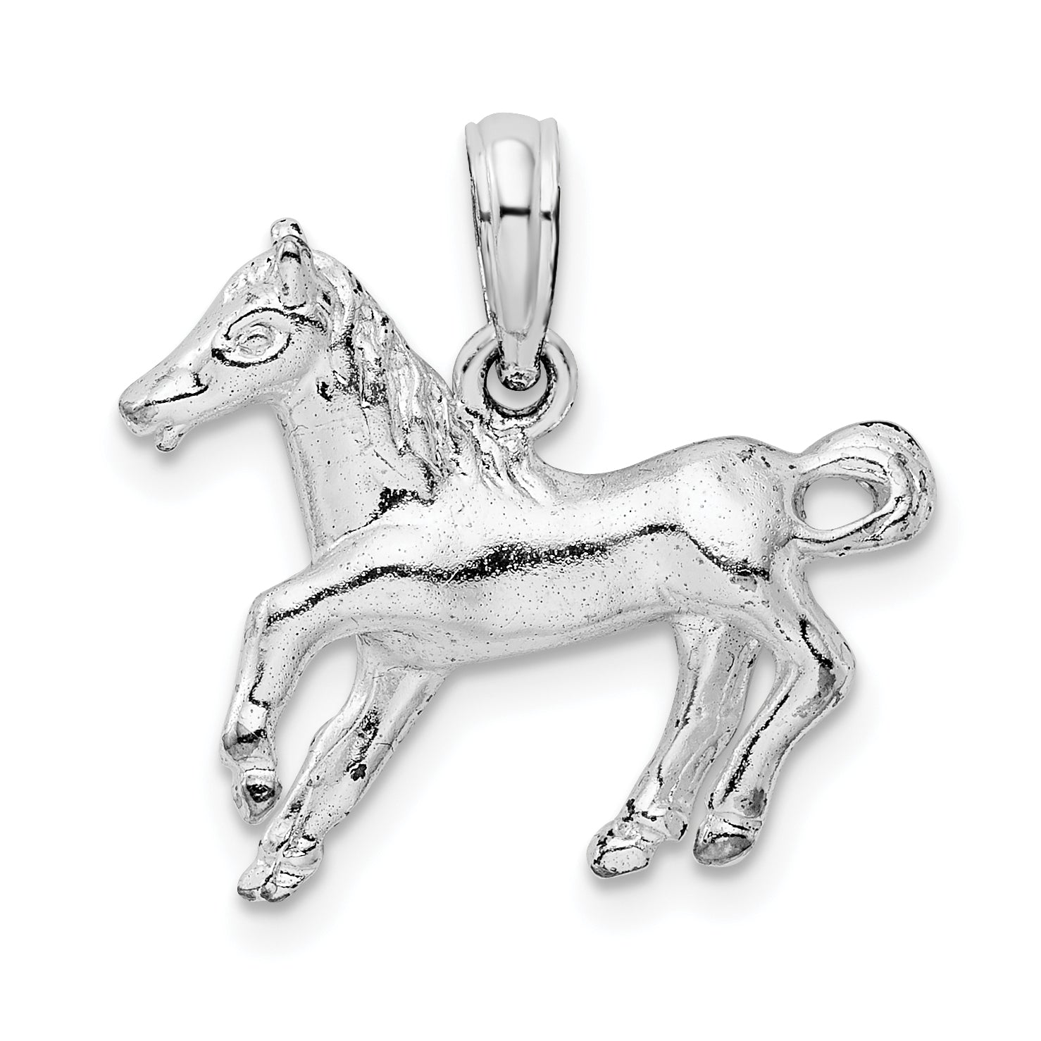 De-Ani Sterling Silver Rhodium-Plated Polished Galloping Horse Pendant Main image