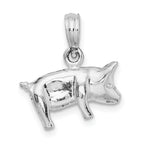 De-Ani Sterling Silver Rhodium-Plated Polished 3D Pig Pendant