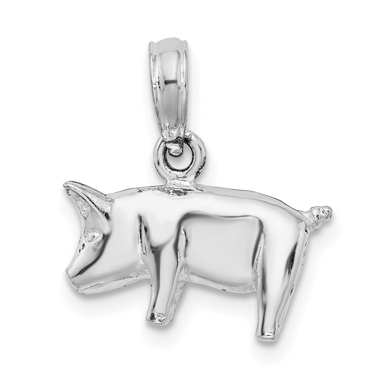 De-Ani Sterling Silver Rhodium-Plated Polished 3D Pig Pendant Main image