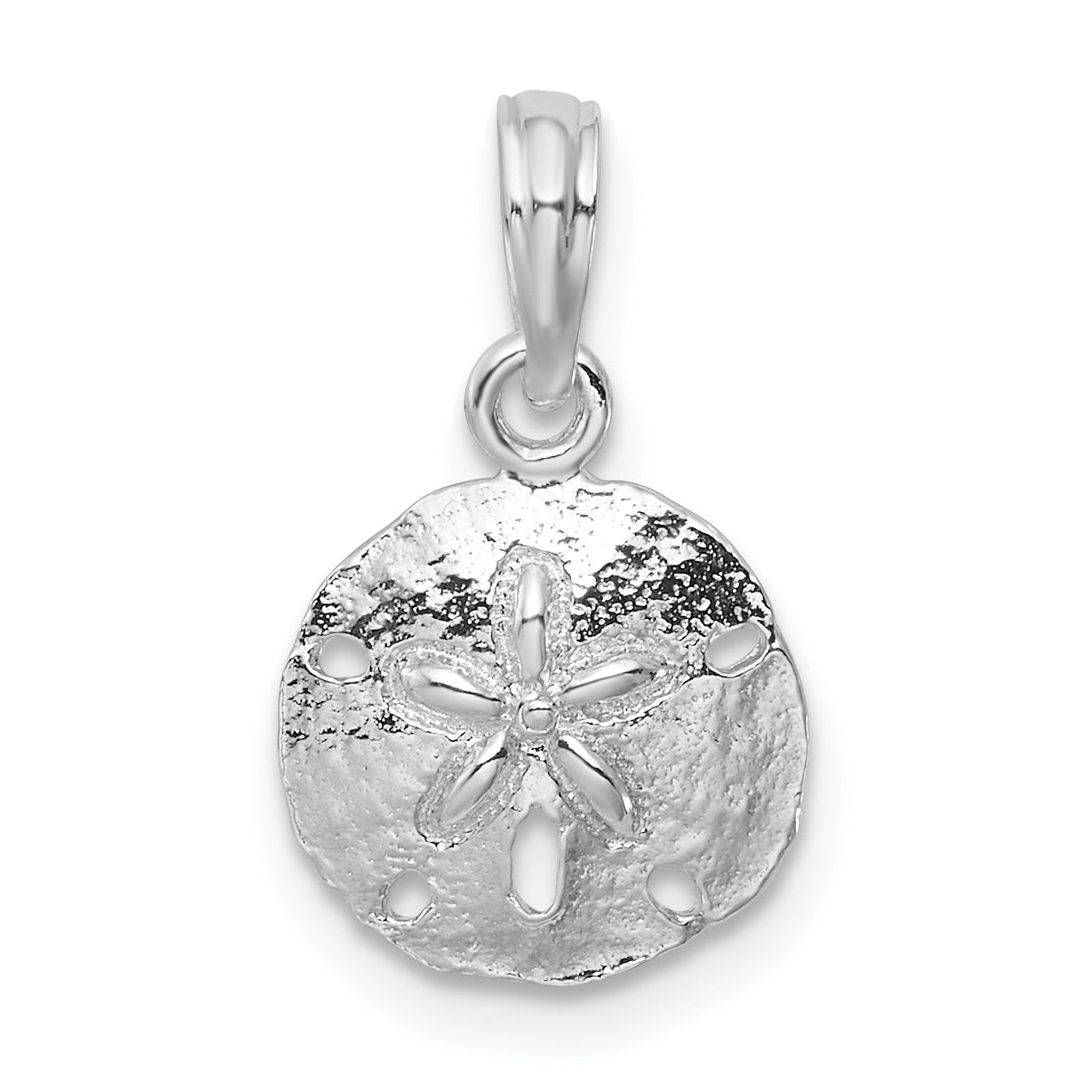 De-Ani Sterling Silver Rhodium-Plated Polished and Textured Small Sand Dollar Pendant Main image