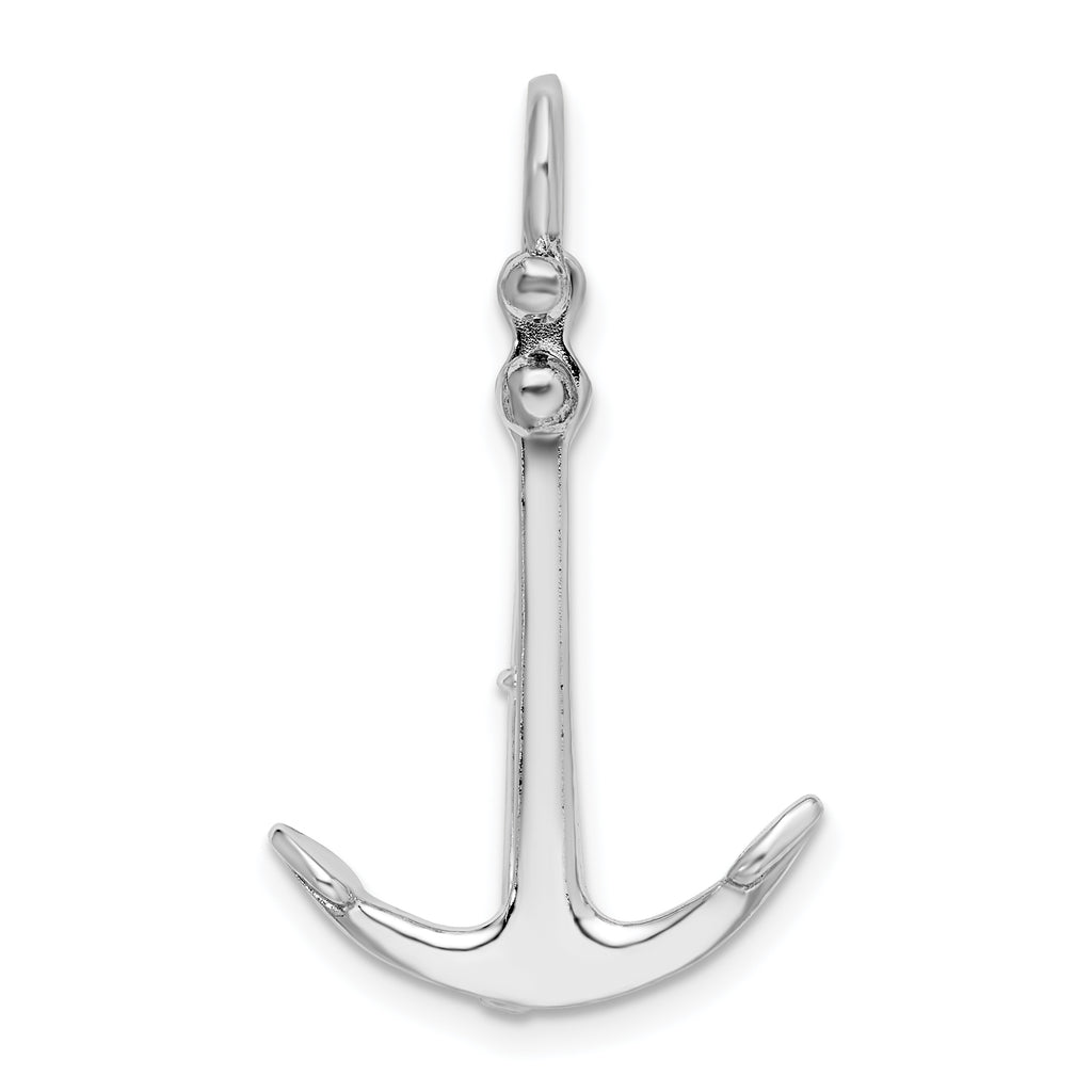 De-Ani Sterling Silver Rhodium-Plated Polished 3D 2-Piece Moveable Kedge Anchor