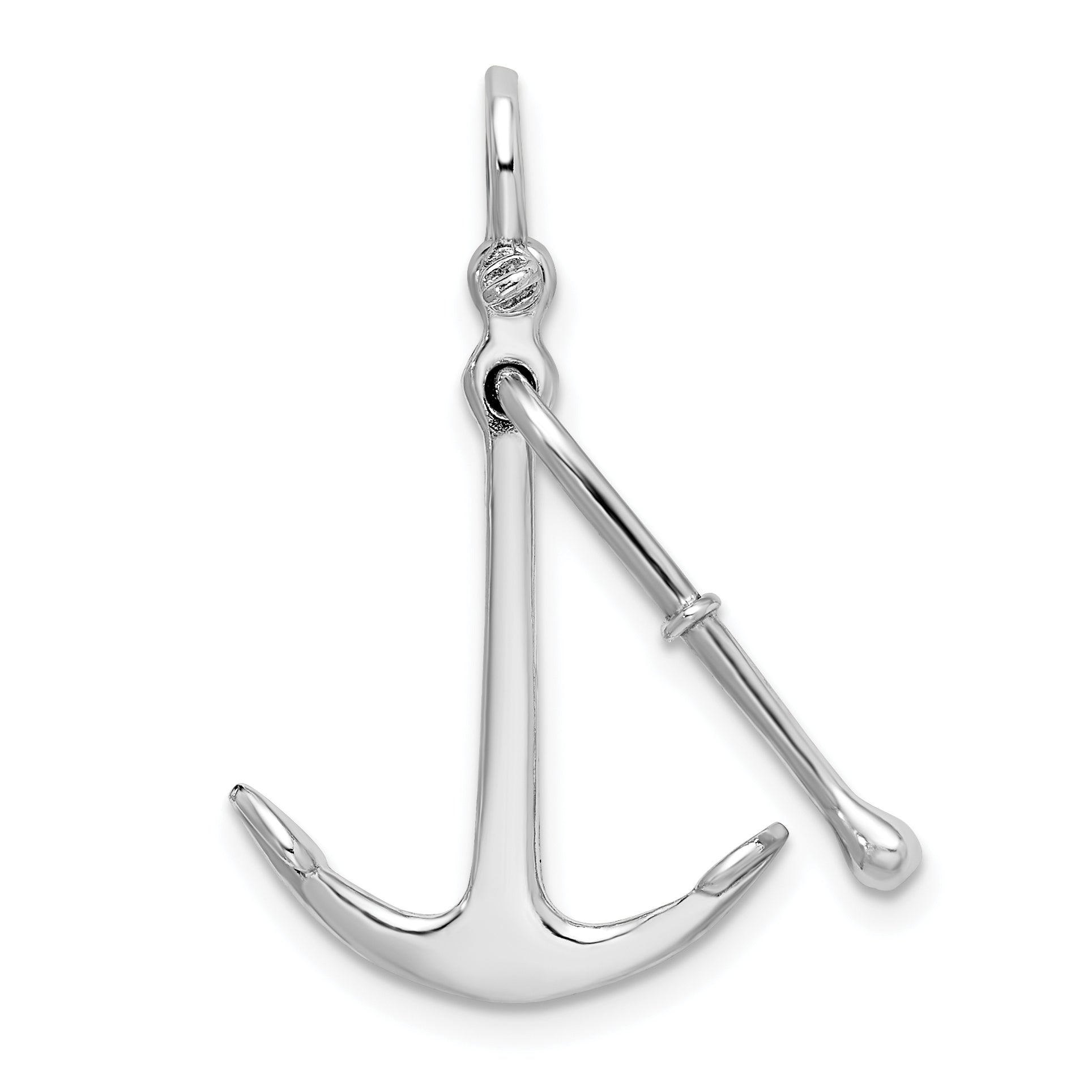 De-Ani Sterling Silver Rhodium-Plated Polished 3D 2-Piece Moveable Kedge Anchor Main image