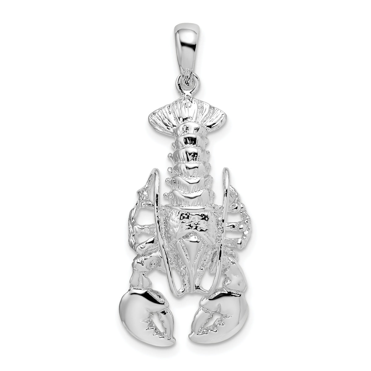 De-Ani Sterling Silver Rhodium-Plated Polished Moveable Lobster Pendant