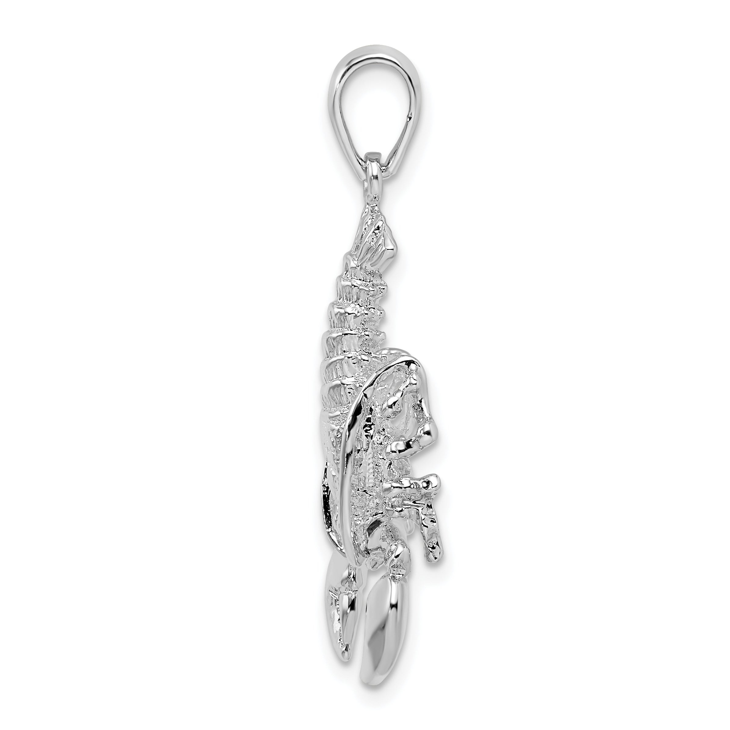 De-Ani Sterling Silver Rhodium-Plated Polished Moveable Lobster Pendant Secondary image