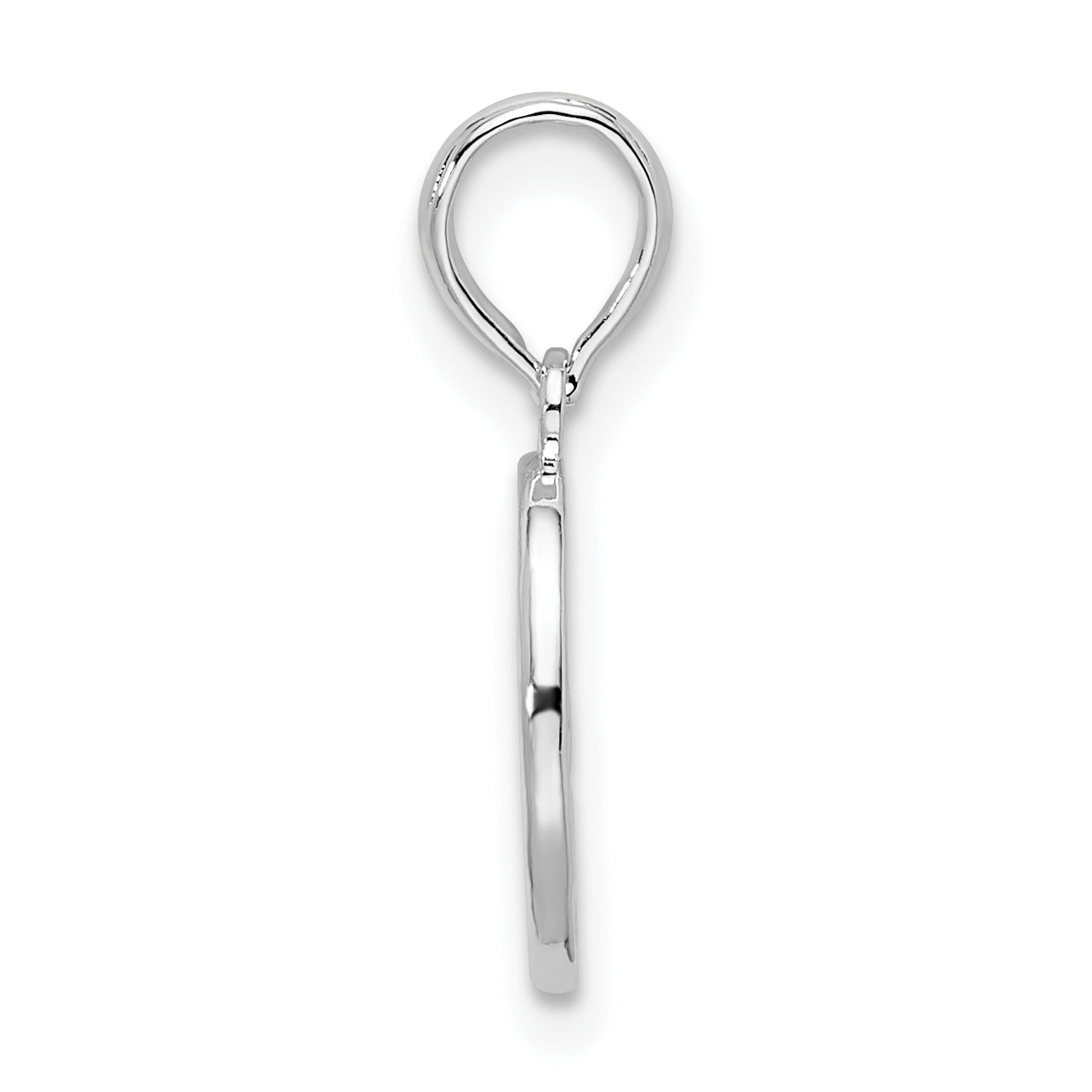 De-Ani Sterling Silver Rhodium-plated Polished and Textured Fleur de Lis Small Oval Pendant Secondary image