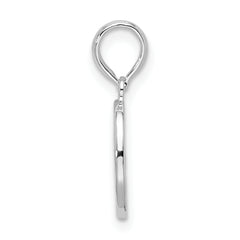 De-Ani Sterling Silver Rhodium-plated Polished and Textured Fleur de Lis Small Oval Pendant