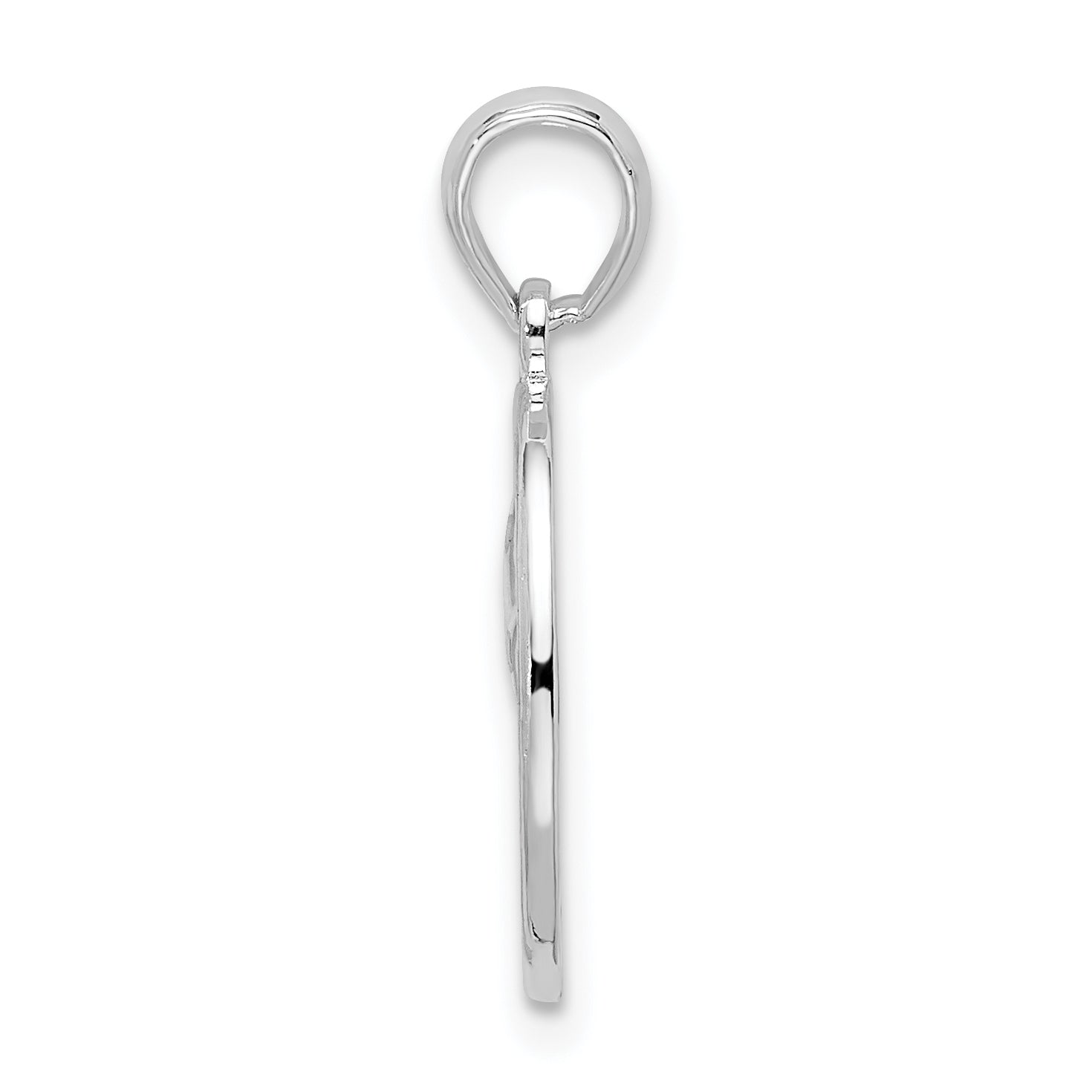 De-Ani Sterling Silver Rhodium-Plated Polished and Textured Fleur de Lis Oval Pendant Secondary image