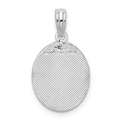 De-Ani Sterling Silver Rhodium-Plated Polished and Textured Fleur de Lis Oval Pendant
