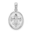 De-Ani Sterling Silver Rhodium-Plated Polished and Textured Fleur de Lis Oval Pendant