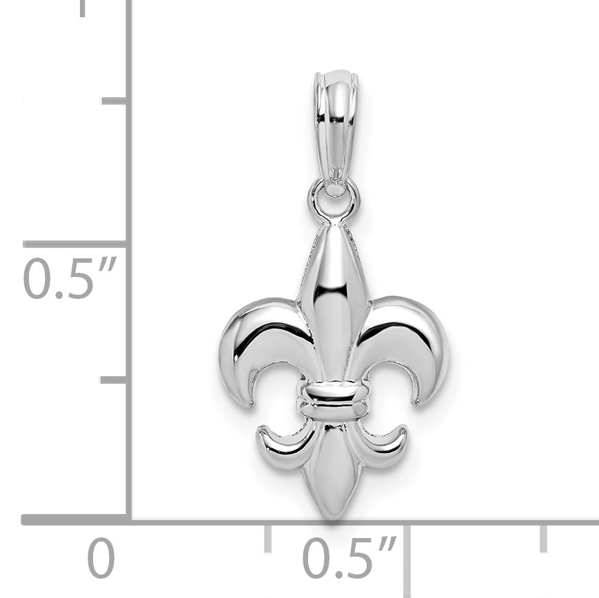 De-Ani Sterling Silver Rhodium-Plated Polished Fleur de lis Pendant