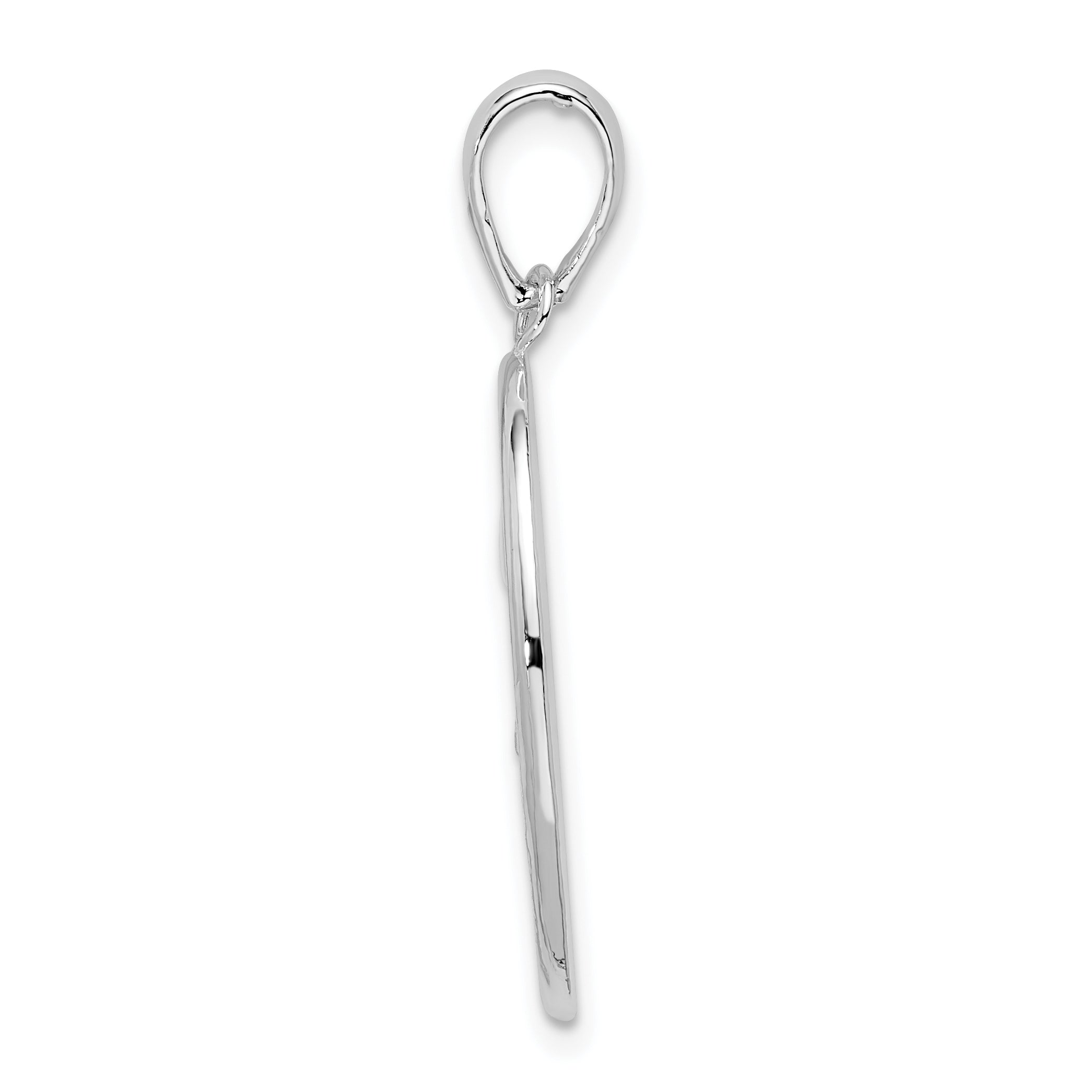De-Ani Sterling Silver Rhodium-Plated Polished and Textured Fleur de Lis Oval Pendant Secondary image