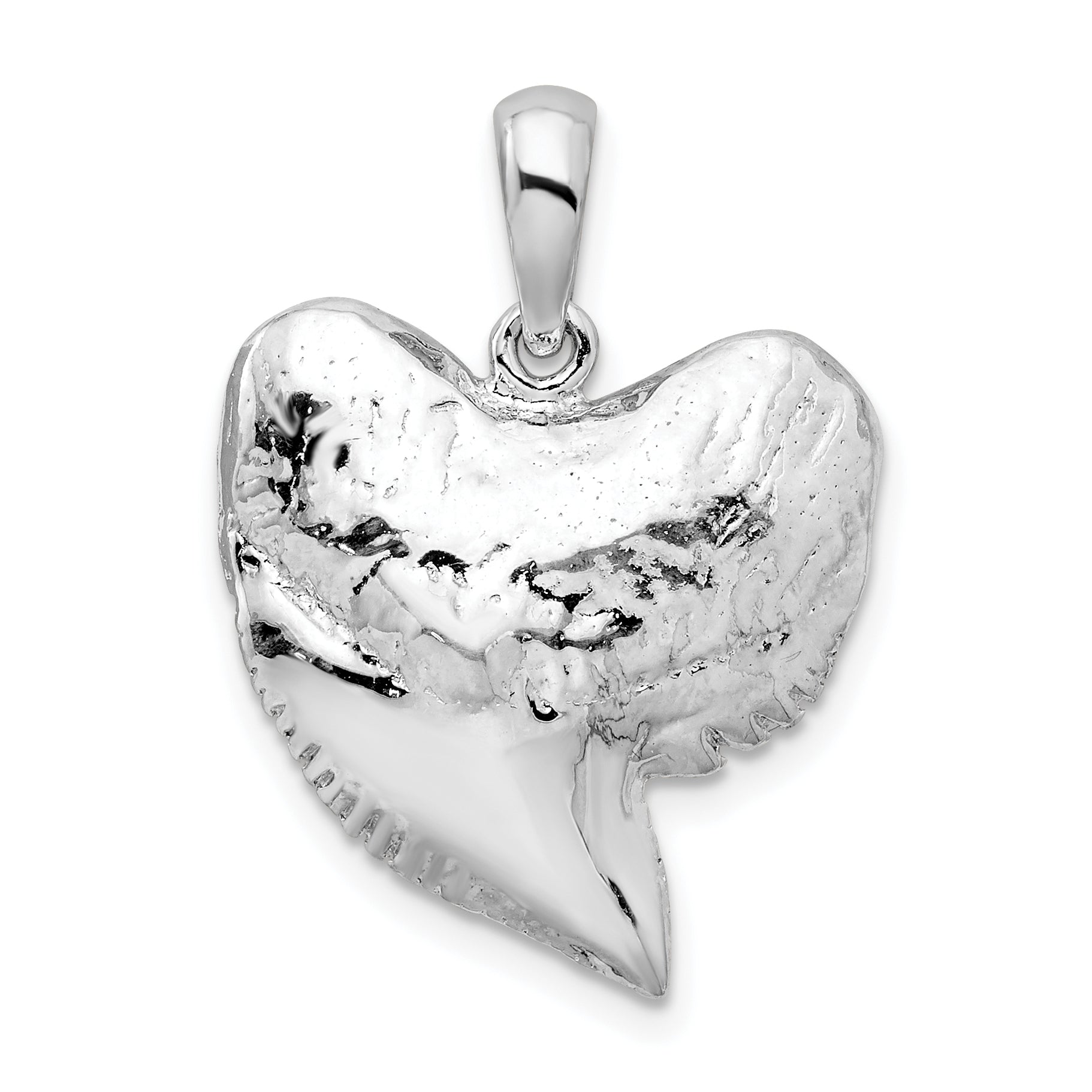 De-Ani Sterling Silver Rhodium-Plated Polished and Textured Shark Tooth Pendant Main image