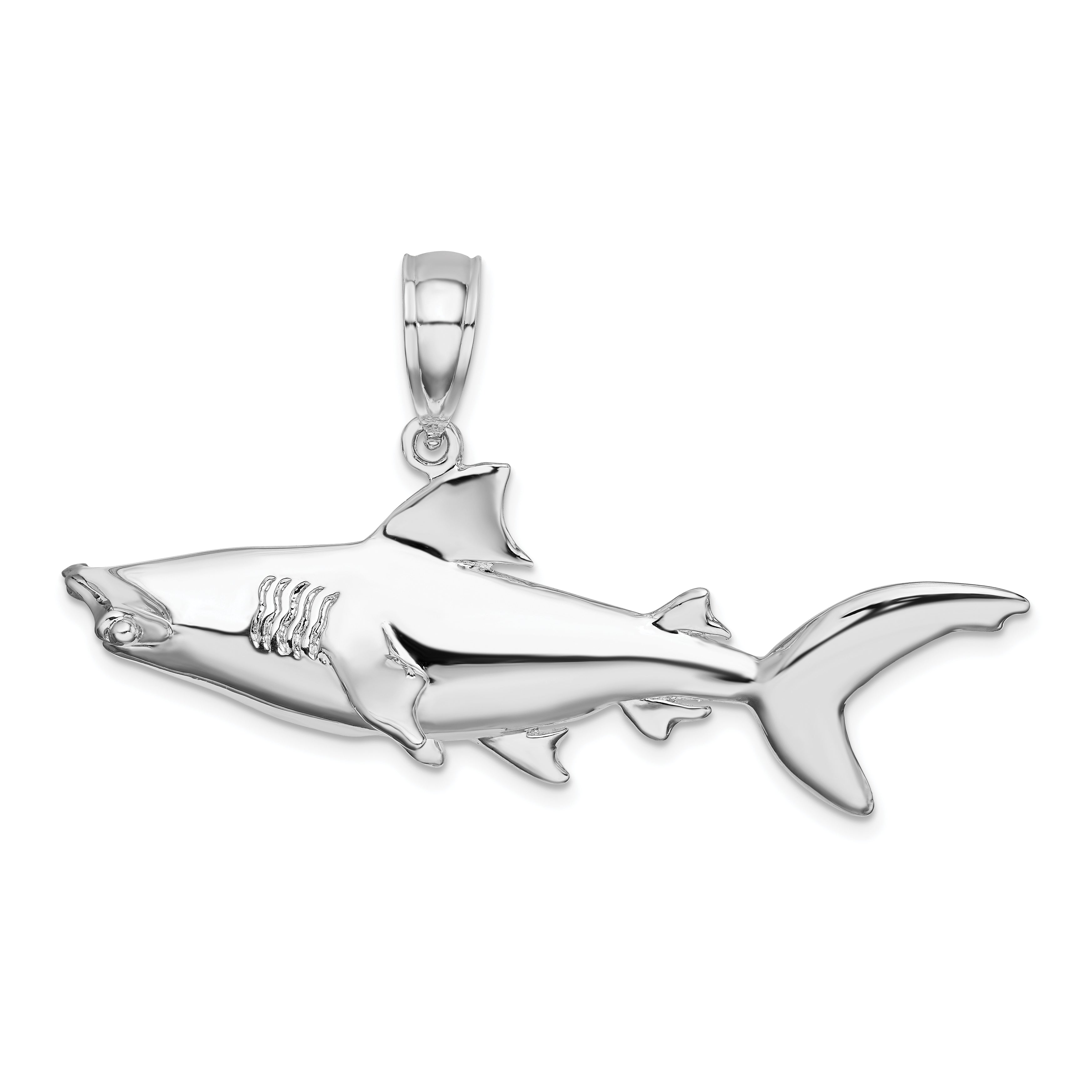 De-Ani Sterling Silver Rhodium-Plated Polished 3D Hammer Head Shark Pendant Main image