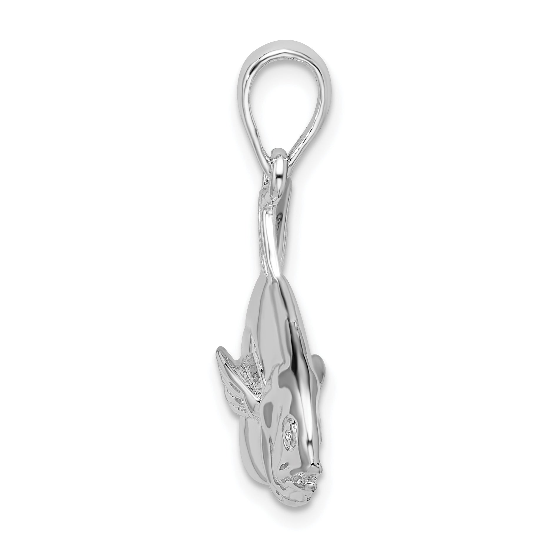 De-Ani Sterling Silver Rhodium-Plated Polished 3D Pompano Fish Pendant Secondary image