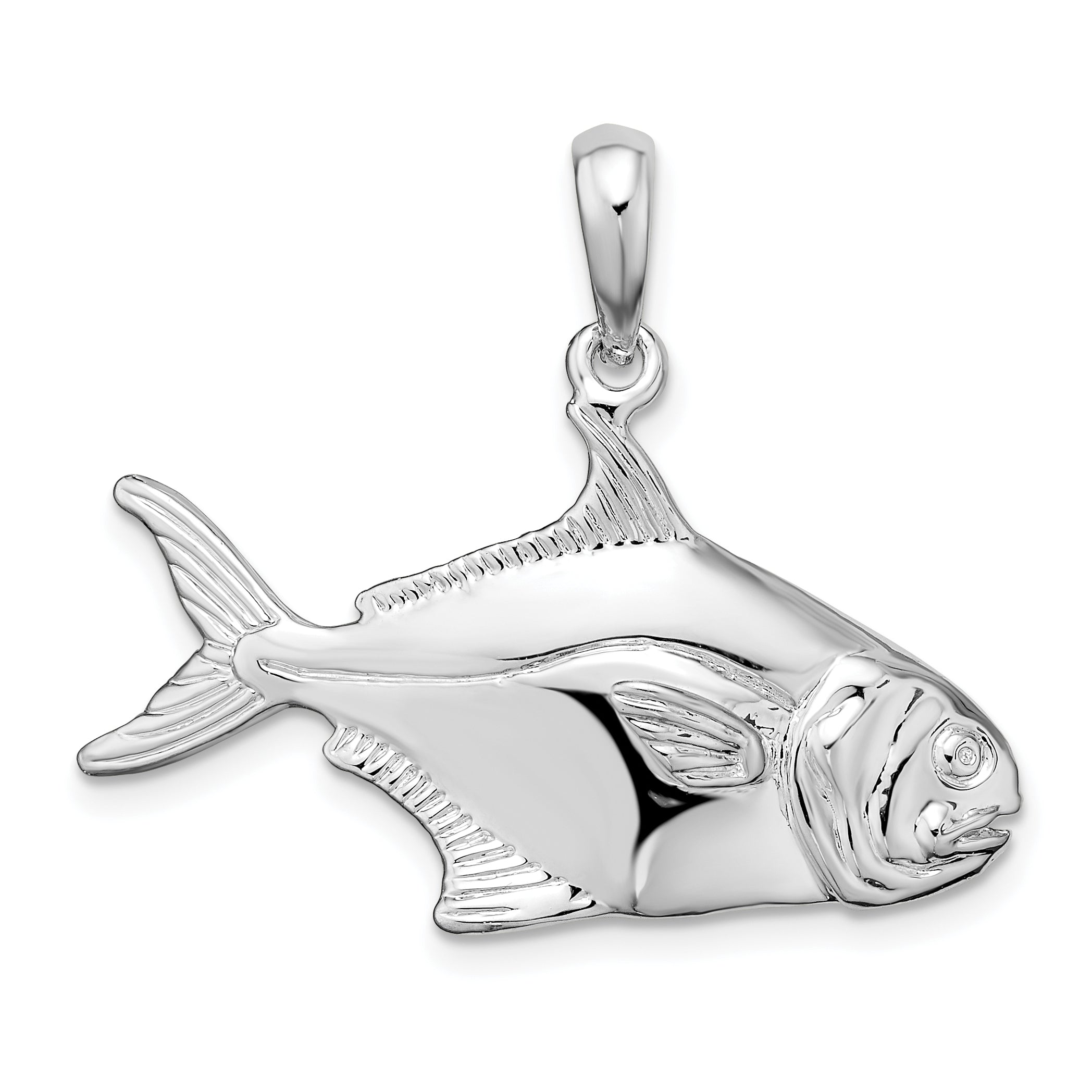 De-Ani Sterling Silver Rhodium-Plated Polished 3D Pompano Fish Pendant Main image