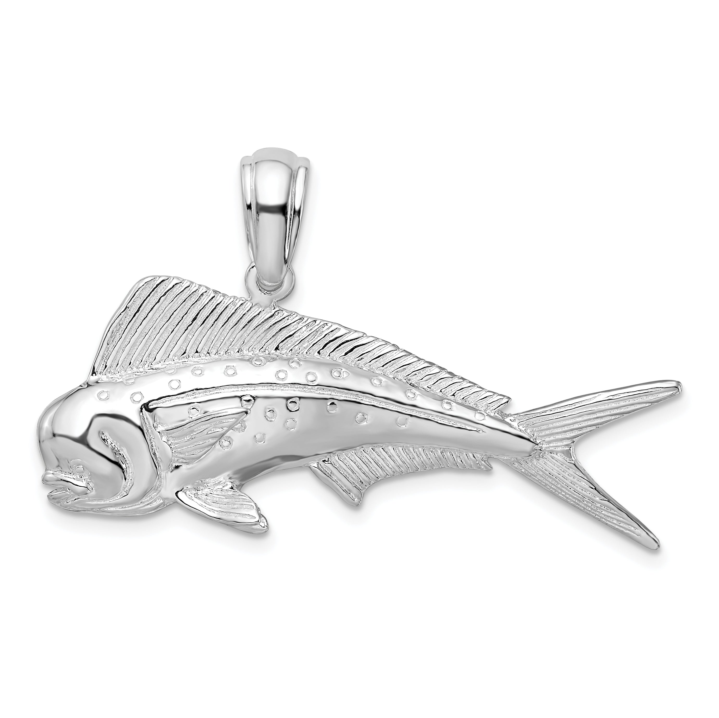 De-Ani Sterling Silver Rhodium-Plated Polished Mahi-Mahi Fish Pendant Main image