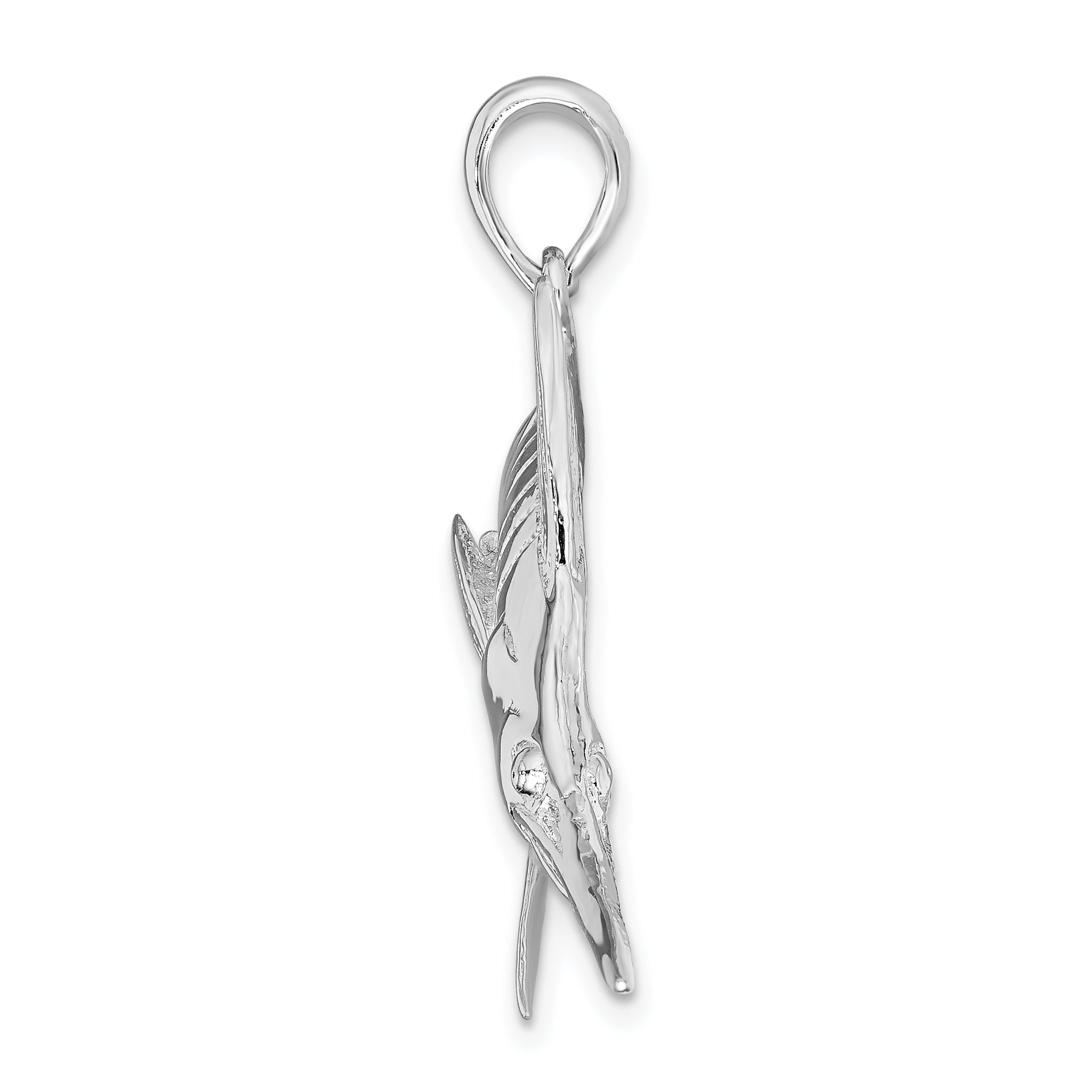 De-Ani Sterling Silver Rhodium-Plated Polished and Satin Blue Marlin Pendant Secondary image