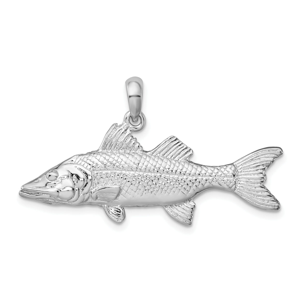 Snook Fish Pendant in Sterling Silver, 22mm - Sophia Jewelers Main image