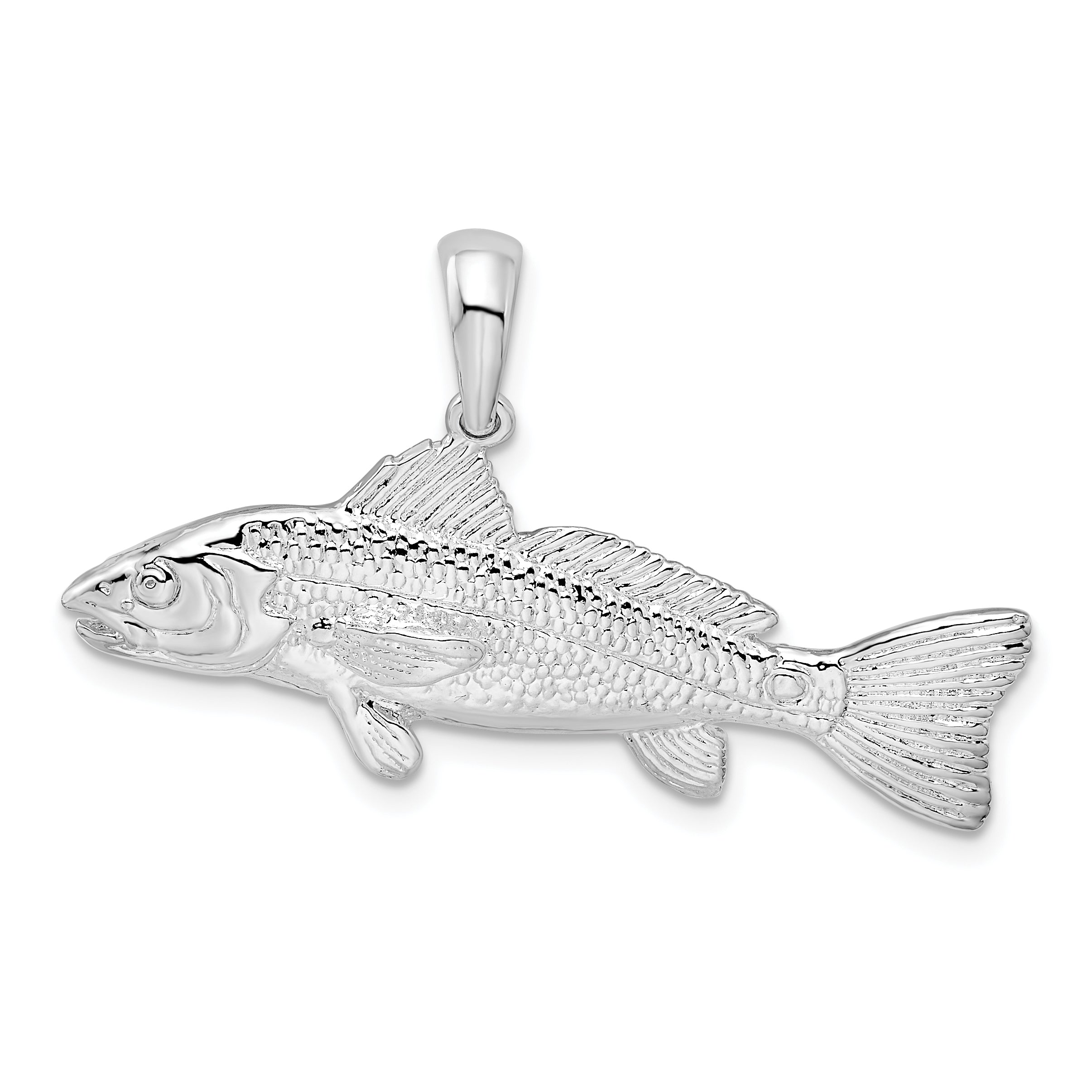 De-Ani Sterling Silver Rhodium-Plated Polished 3D Red Fish Pendant Main image