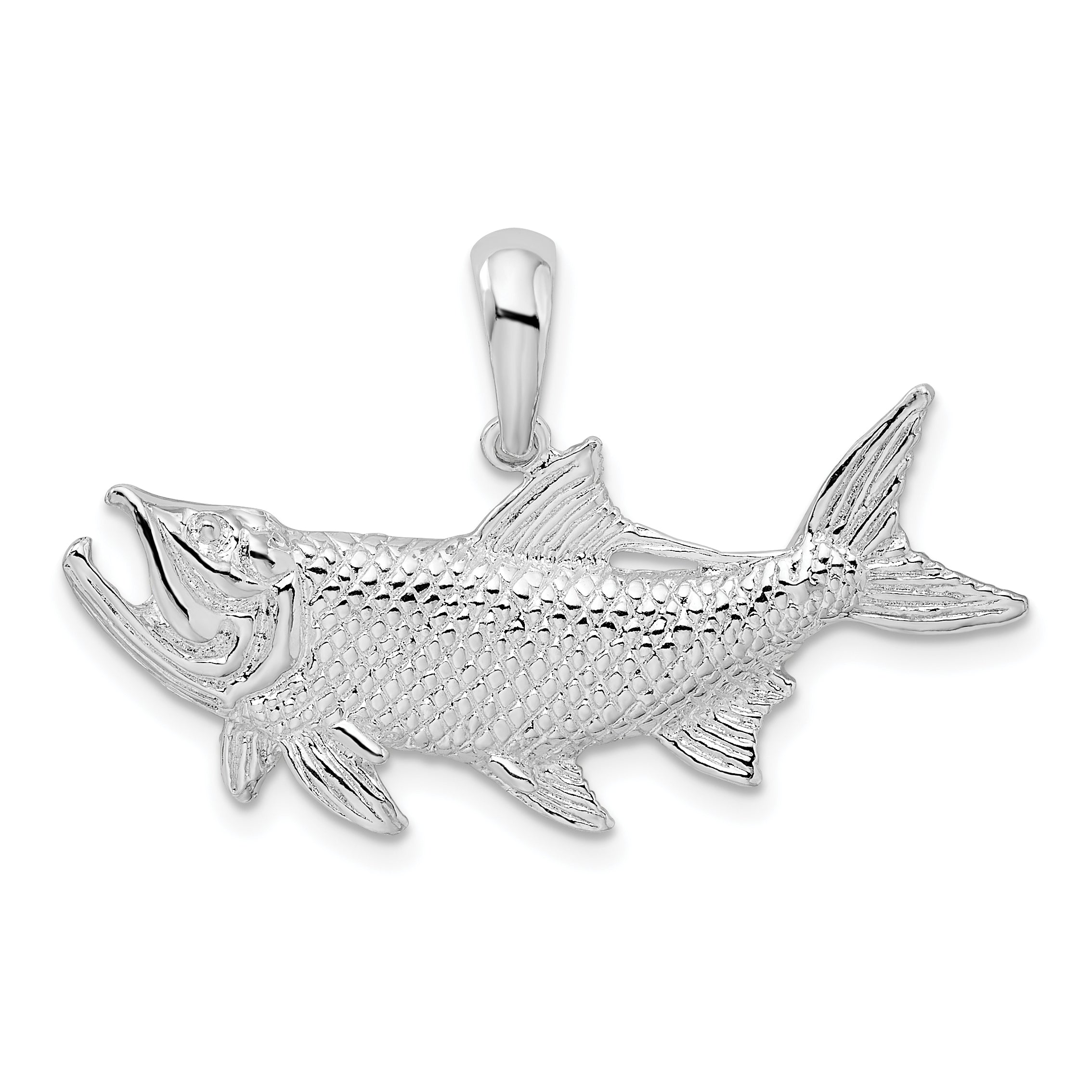 De-Ani Sterling Silver Rhodium-Plated Polished Tarpon Fish Pendant Main image