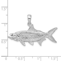 De-Ani Sterling Silver Rhodium-Plated Polished 3D Oxeye Tarpon Fish Pendant