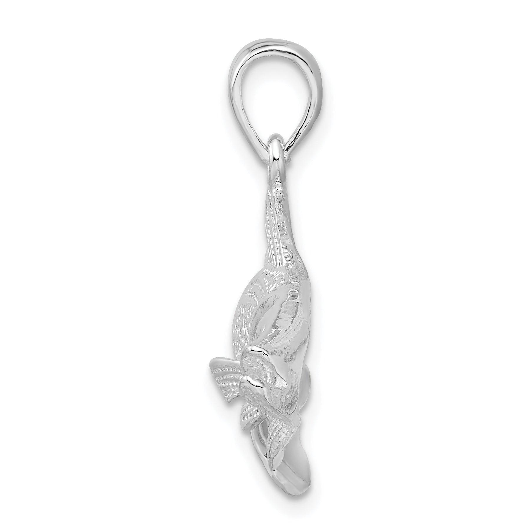 De-Ani Sterling Silver Rhodium-Plated Polished Red Fish Pendant Secondary image