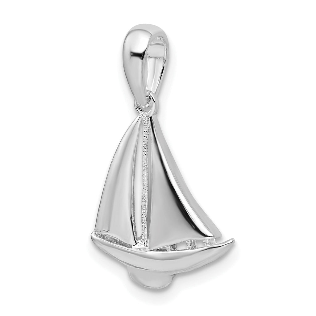 De-Ani Sterling Silver Rhodium-Plated Polished Sailboat Pendant
