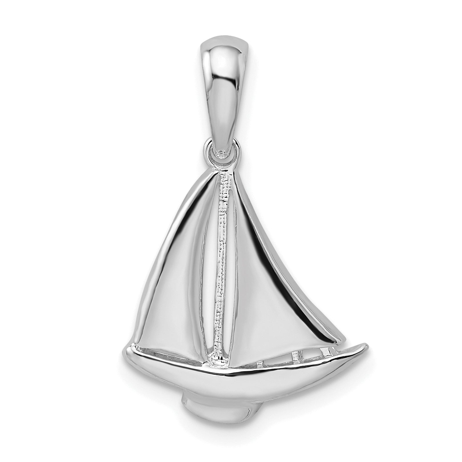 De-Ani Sterling Silver Rhodium-Plated Polished Sailboat Pendant Main image