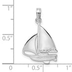 De-Ani Sterling Silver Rhodium-Plated Polished Sailboat Pendant