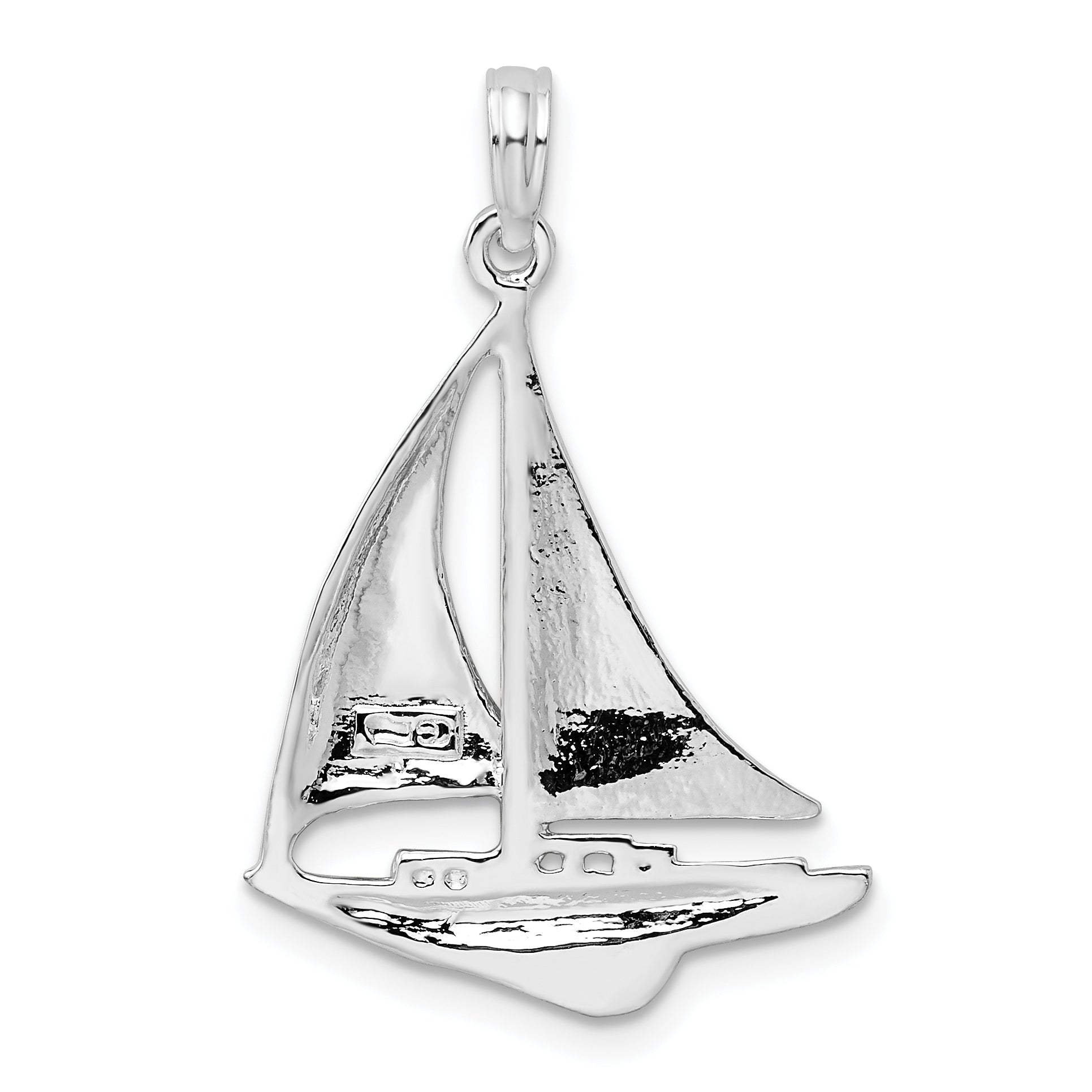 De-Ani Sterling Silver Rhodium-Plated Polished Sailboat Pendant