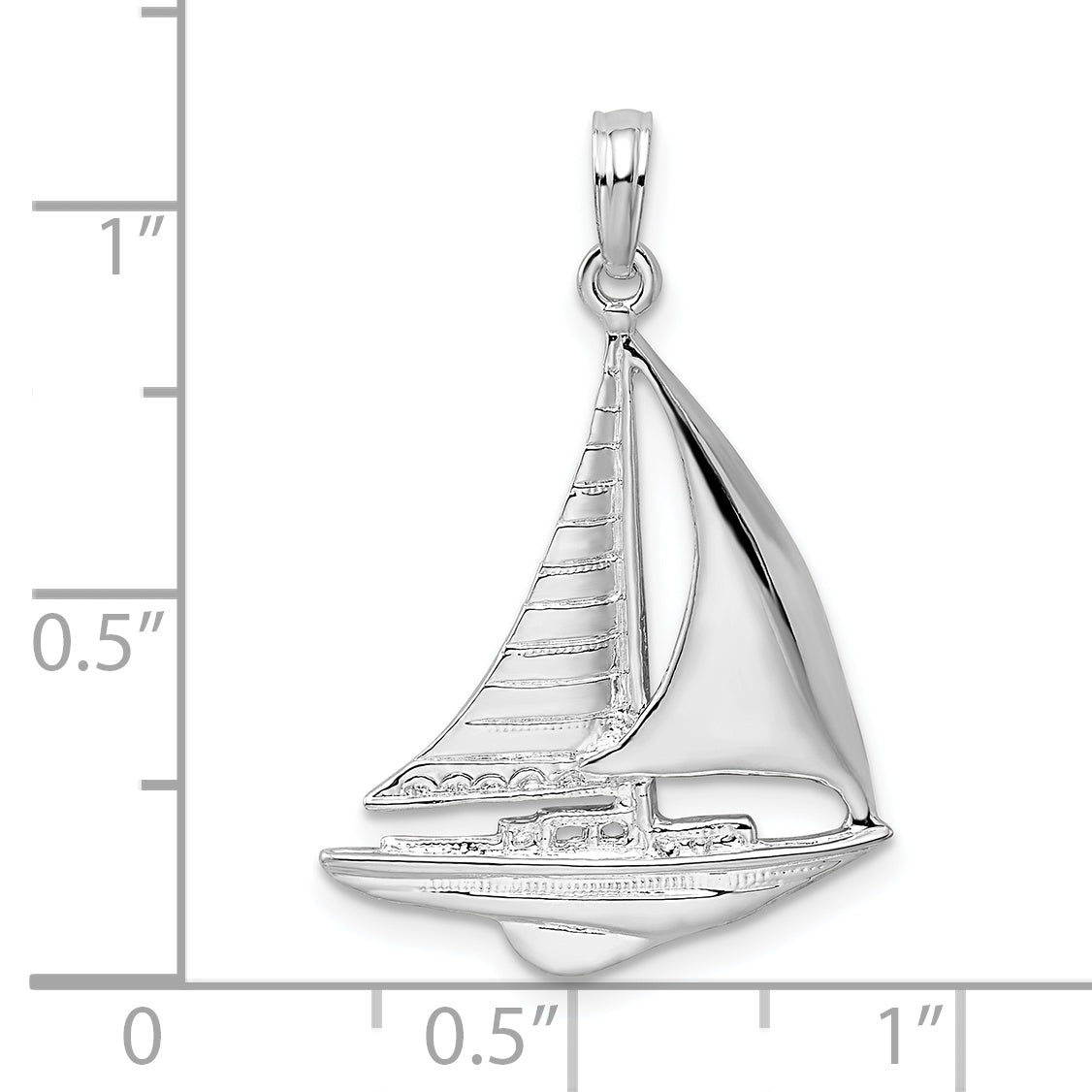 De-Ani Sterling Silver Rhodium-Plated Polished Sailboat Pendant